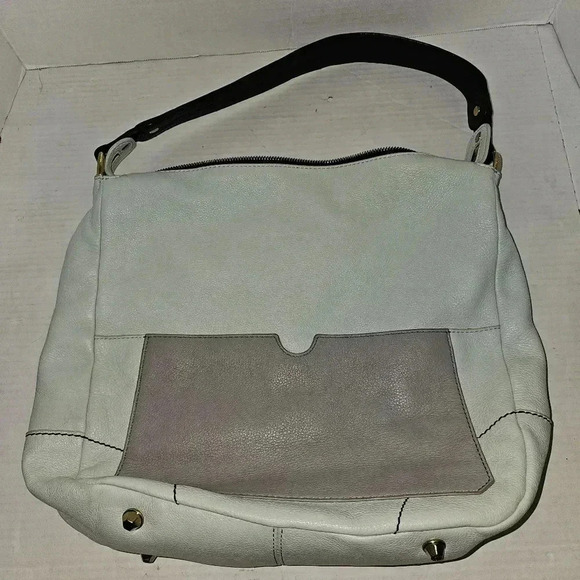 OrYANY Leather Large Color Block Mint Green/ Grey Shoulder Bag - Picture 2 of 13